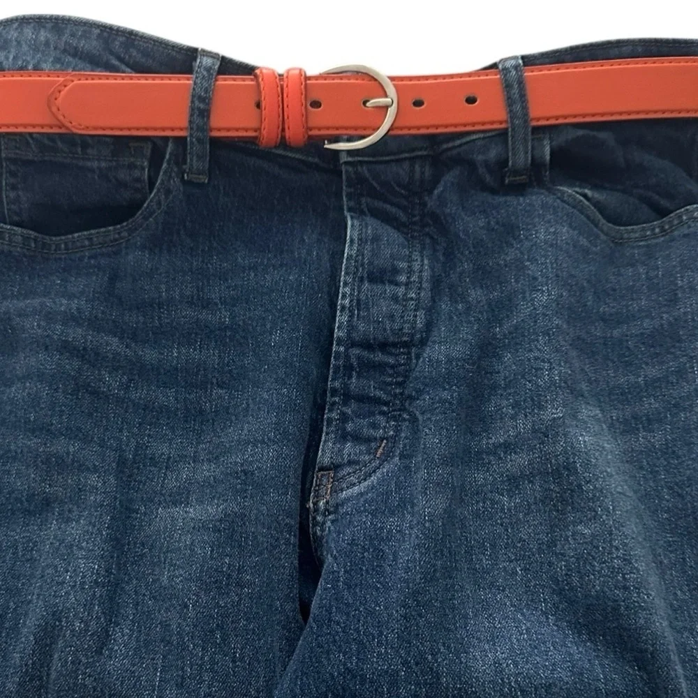 Genuine Leather Orange Belt Sz M EUC